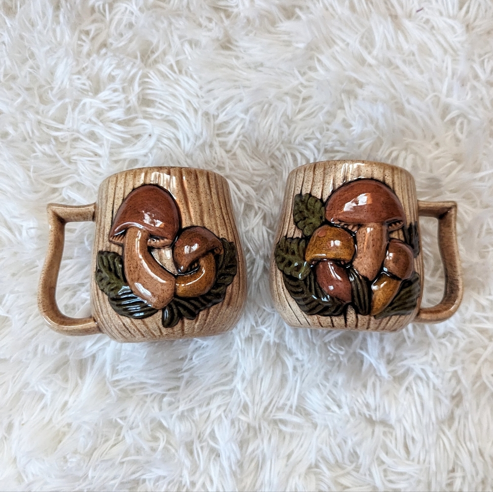Arnels Vintage Mushroom Mugs Retro 70s Decor